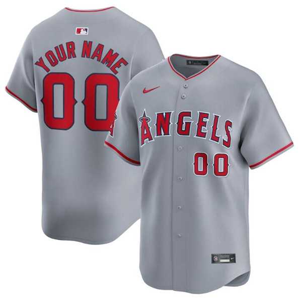 Mens Los Angeles Angels Active Player Custom Gray Away Limited Baseball Stitched Jersey->->Custom Jersey